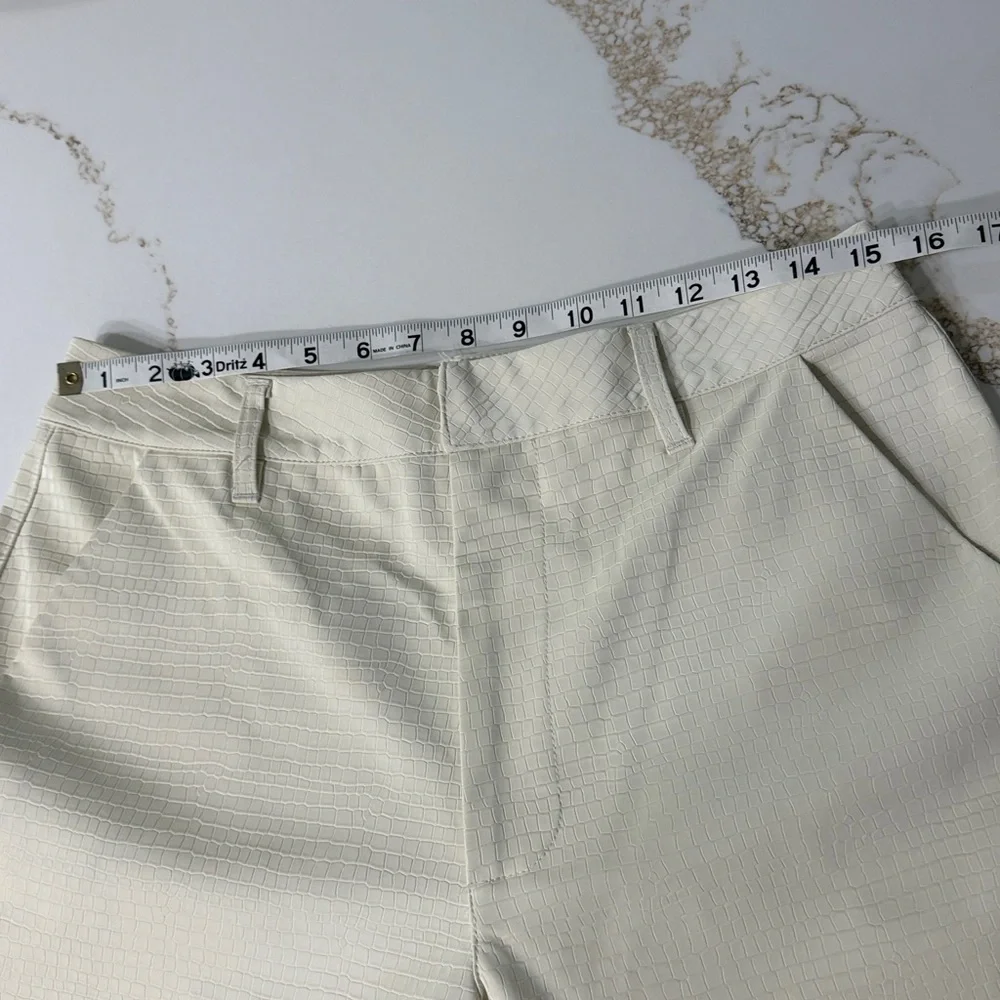 AFRM Croc-Embossed Cream Wide Leg Trousers Cut out Faux Leather | 29